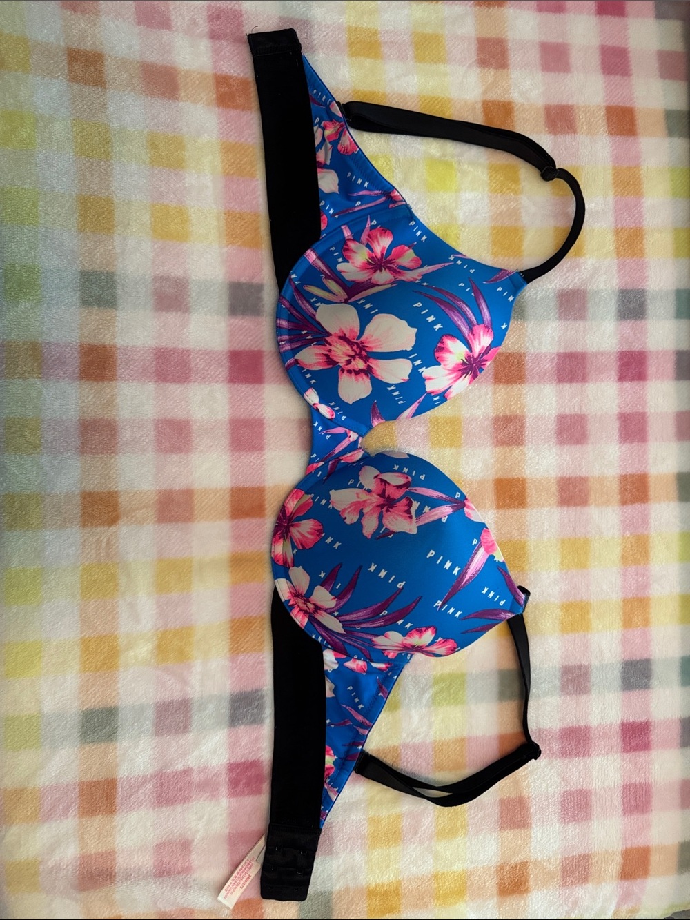 34DD PINK Victoria's Secret Blue Floral T-Shirt Bra